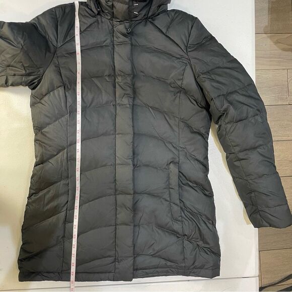 Land's End Black Hooded Puffer Down Quilted Parka Removable Hood Size Small - Picture 9 of 12